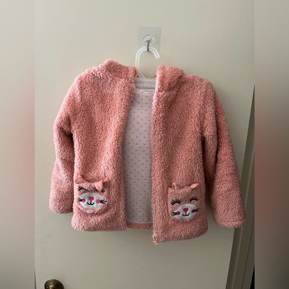 Members Mark Jacket Toddler Girls 4T Plush Cat Jacket Kids Pink - Picture 3 of 6